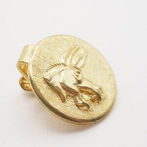 Small vintage Tie Clip Donkey Democrat Party political gold tone Necktie Holder